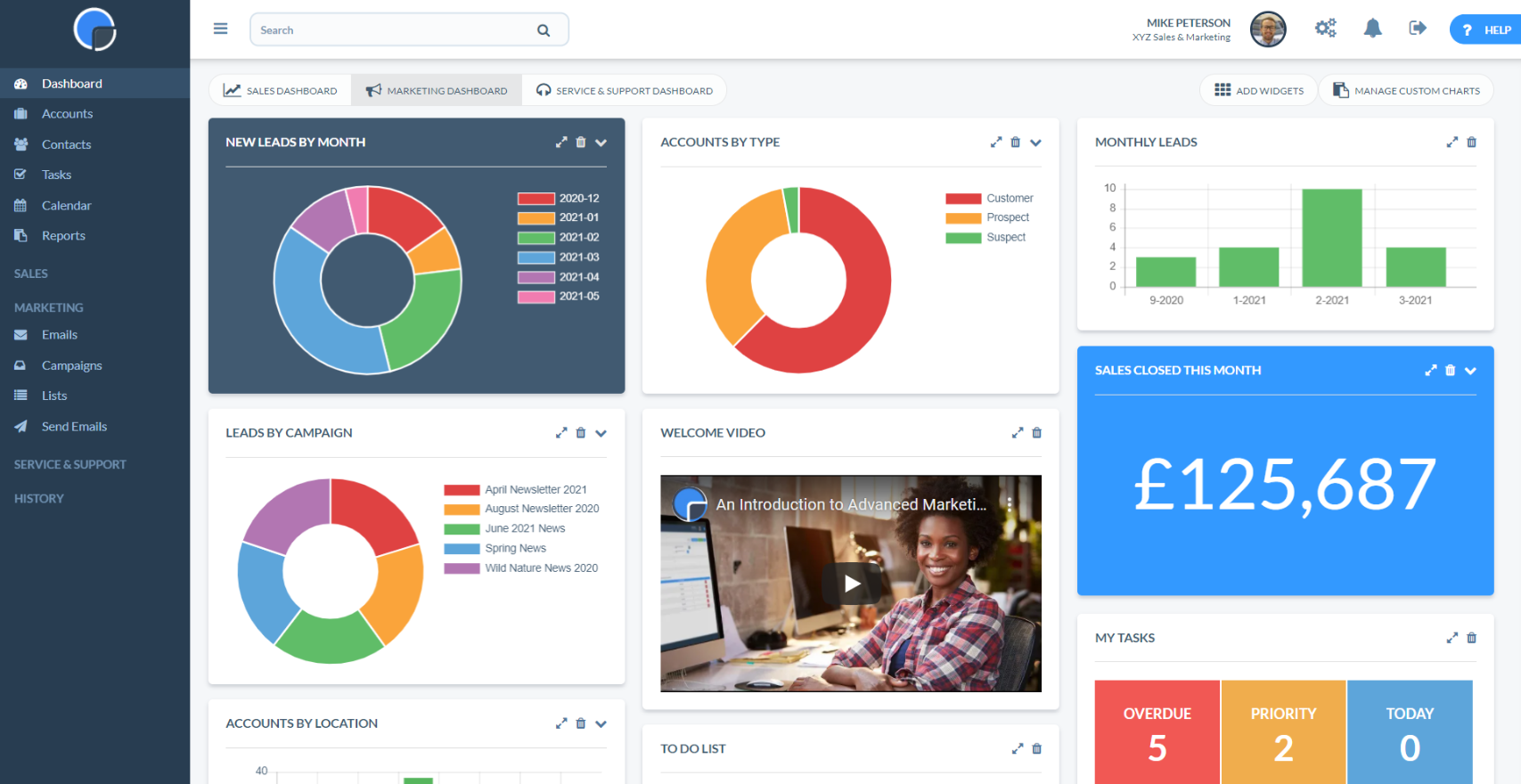 new rss crm menu dashboard