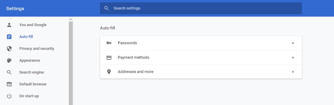 Auto fill in Google Chrome