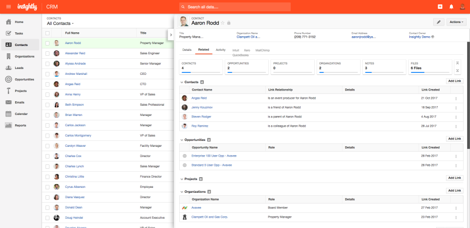 insightly dashboard crm