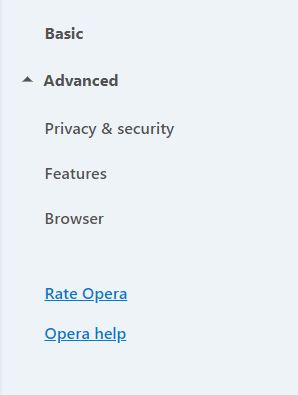 Basic settings in Opera