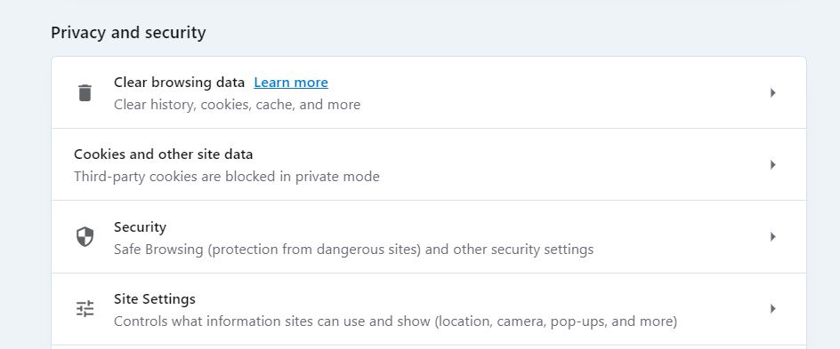 Opera Privacy and Security Settings