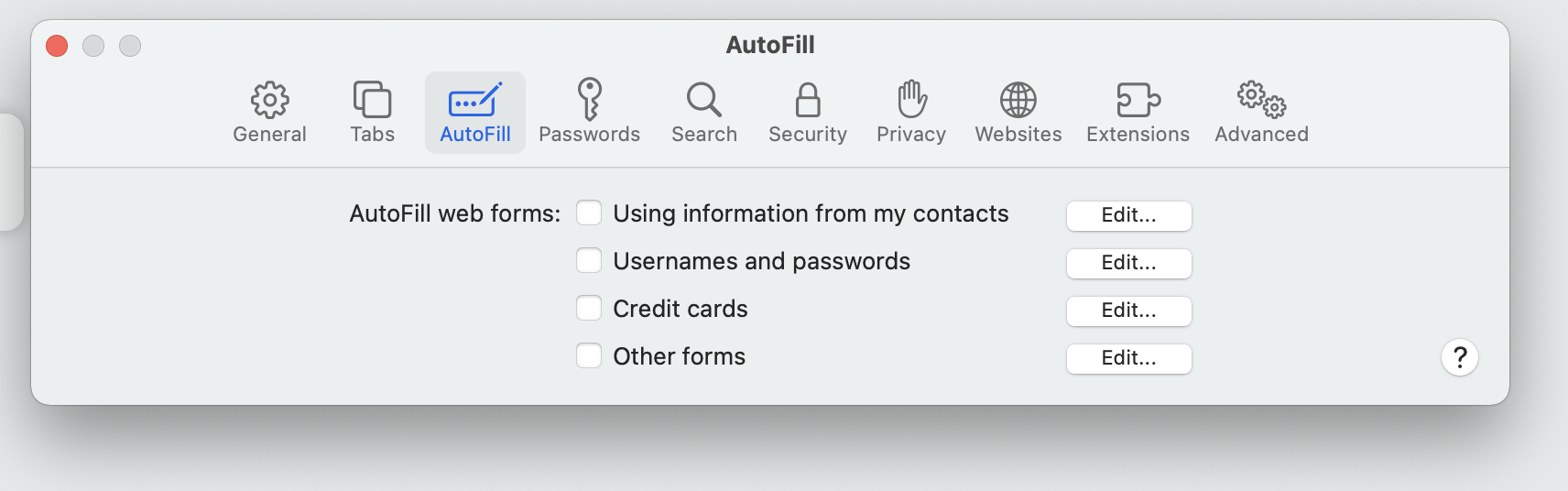 Auto fill in Safari